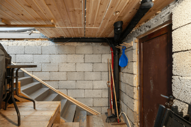 Mugg eller jordslag på kjellervegger Saltutslag eller misfargede flekker på mur